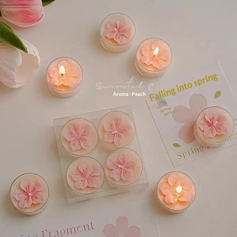 🌸 Peach Blossom Scented Tea Candle