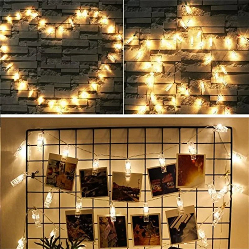 LED Photo Clip Fairy String Lights – Warm White Picture Display Garland