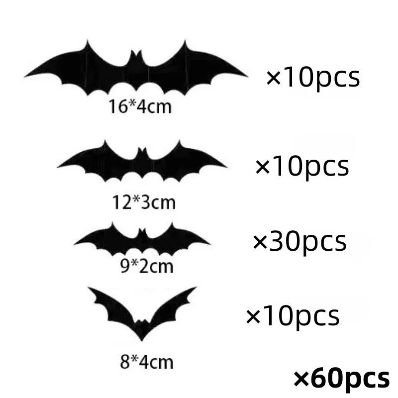 12-Piece 3D Halloween Bat Wall Sticker Set