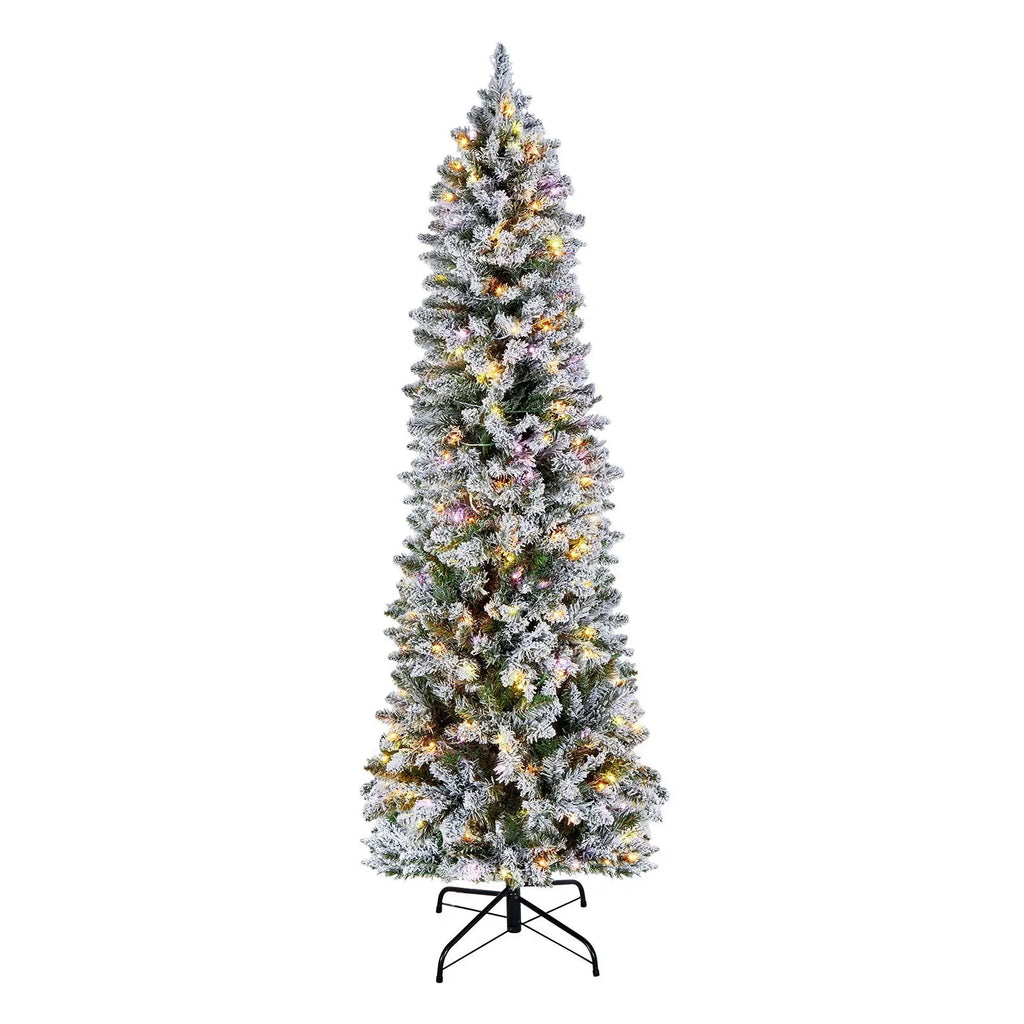 6 FT Snow-Flocked Artificial Christmas Tree – 240 LED Lights & 11 Light Modes