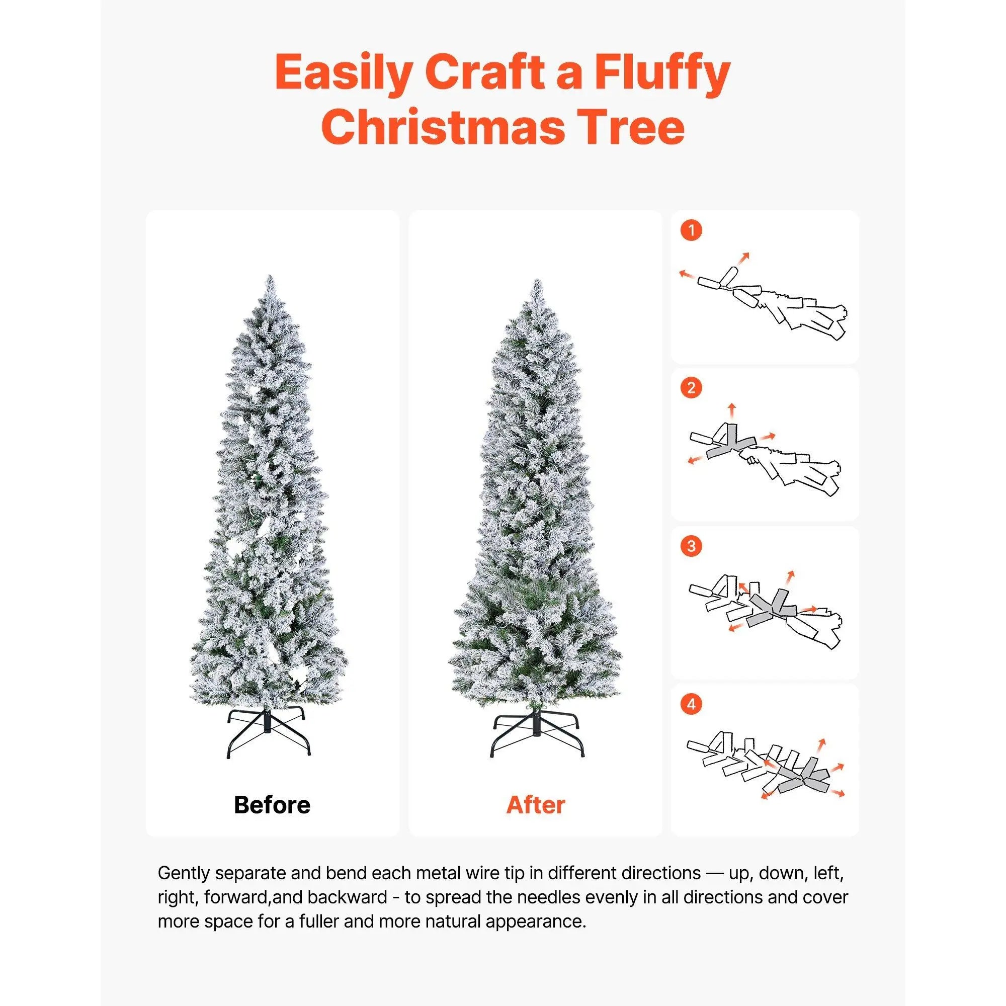 6 FT Snow-Flocked Artificial Christmas Tree – 240 LED Lights & 11 Light Modes