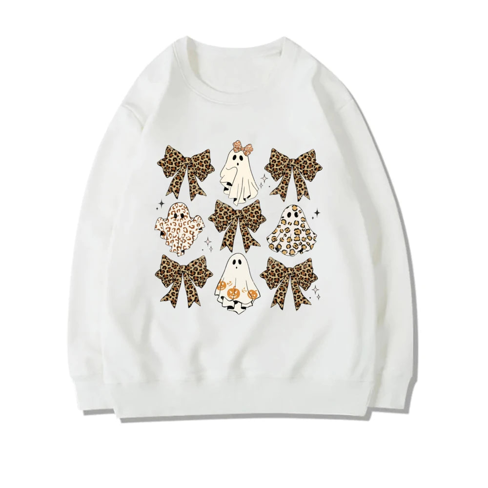 Cozy Spooky Season Ghost Sweater/ Cute Halloween Fall Pullover