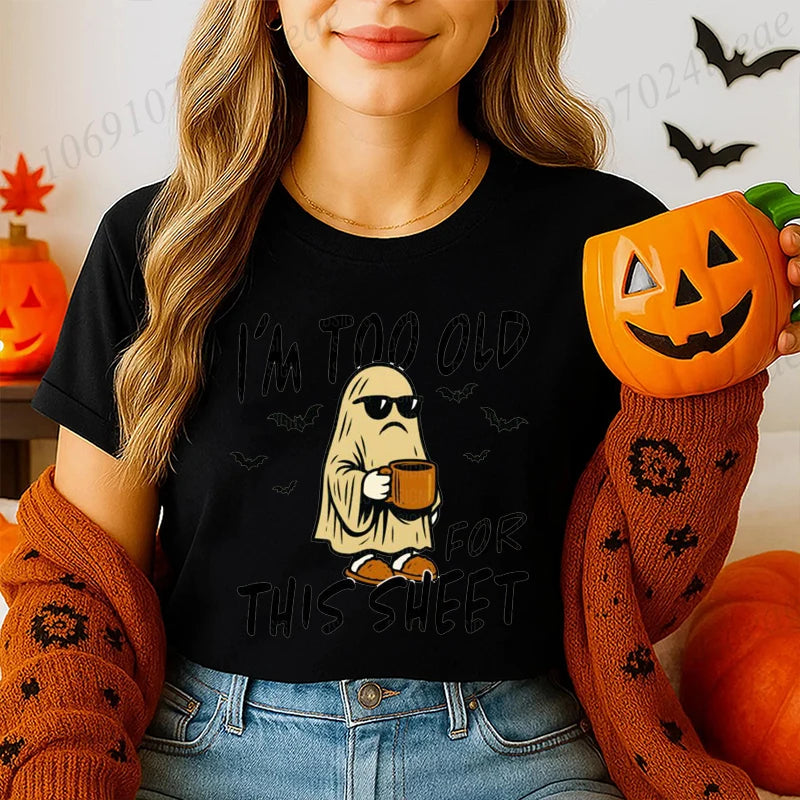Funny Sarcastic Ghost Graphic T-Shirt | Cute Halloween Tee