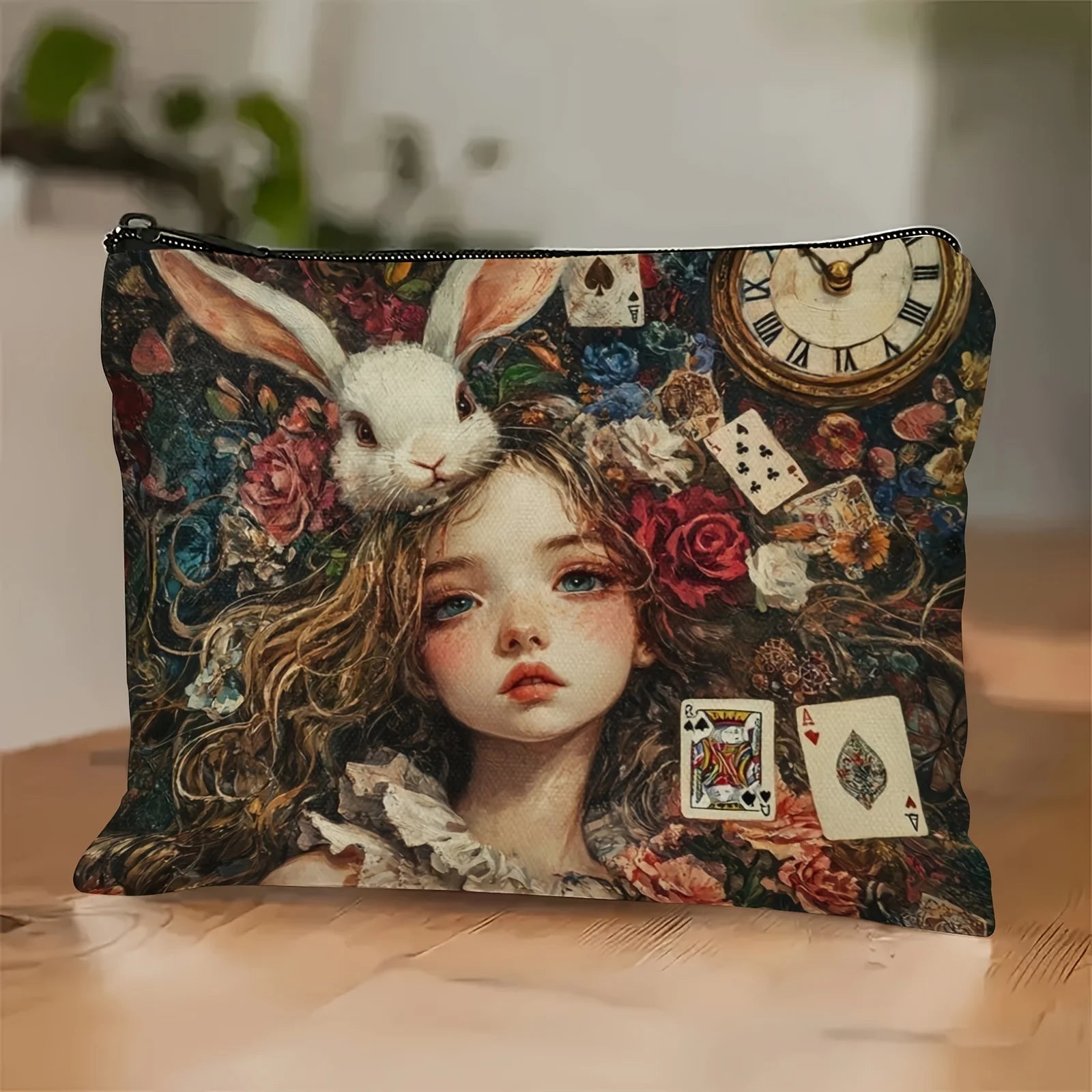 Fantasy Makeup Bag - Dreamy Rabbit & Playing Cards Design