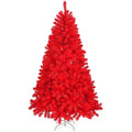 6 FT Hinged Red Christmas Tree with 800 Branch Tips & Metal Stand