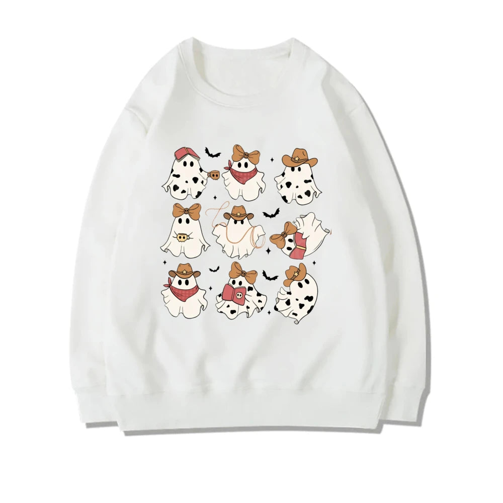 Cozy Spooky Season Ghost Sweater/ Cute Halloween Fall Pullover