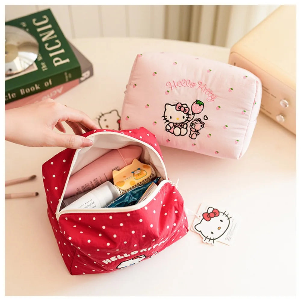 Hello Kitty Strawberry Milk Cotton Makeup Bag