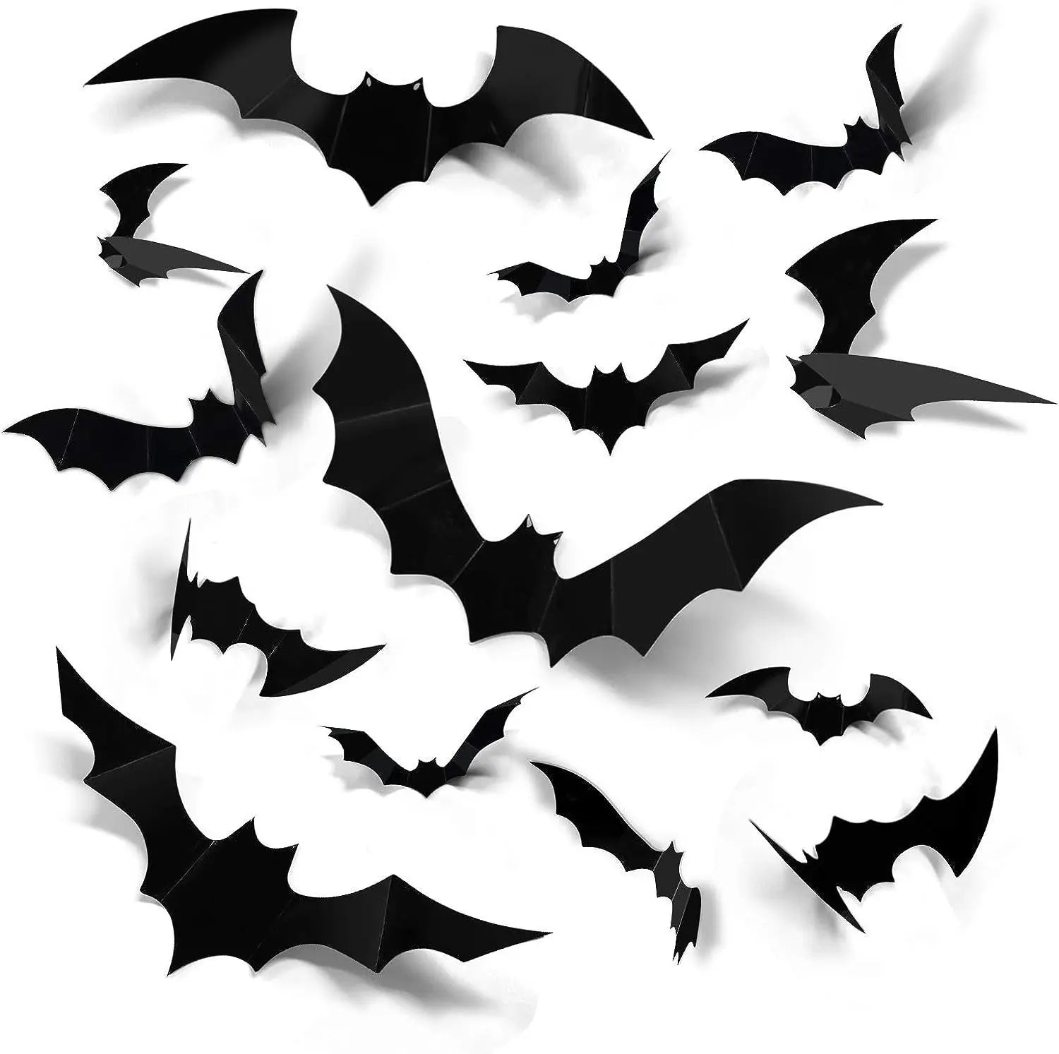 12-Piece 3D Halloween Bat Wall Sticker Set