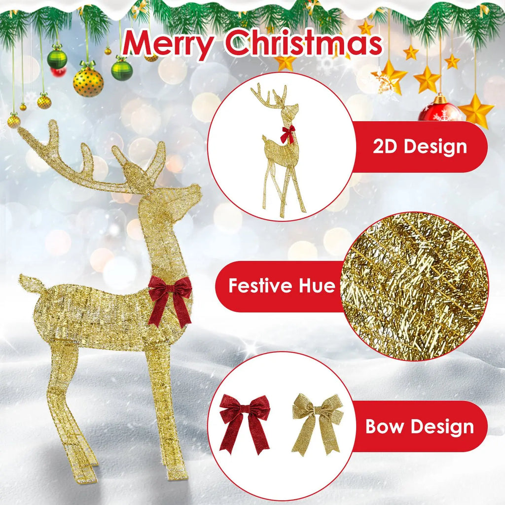 LED Christmas Reindeer & Sleigh Decoration with 8 Lighting Modes