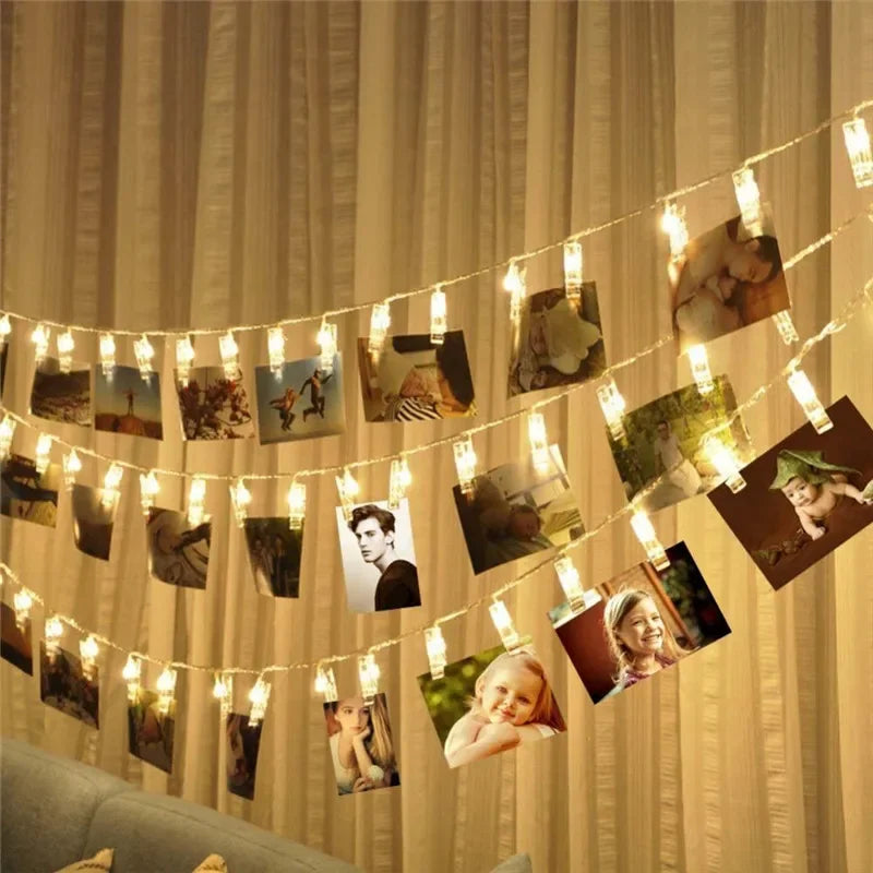 LED Photo Clip Fairy String Lights – Warm White Picture Display Garland