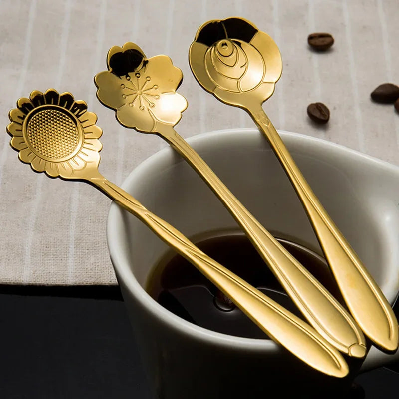 8-Piece Floral Stainless Steel Spoon Set