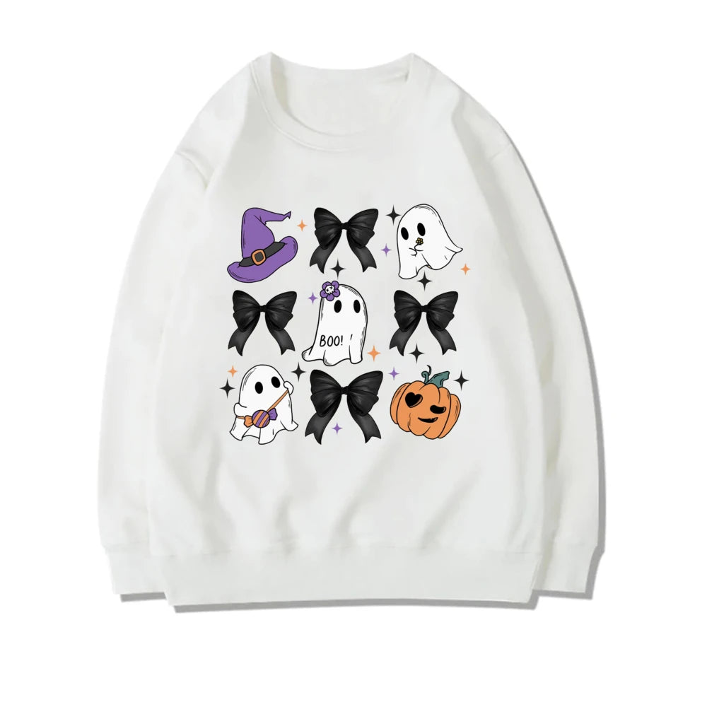 Cozy Spooky Season Ghost Sweater/ Cute Halloween Fall Pullover