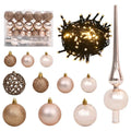 61-Piece Christmas Ball Set with 150 LEDs Peak & Rose Gold Tree Ornaments