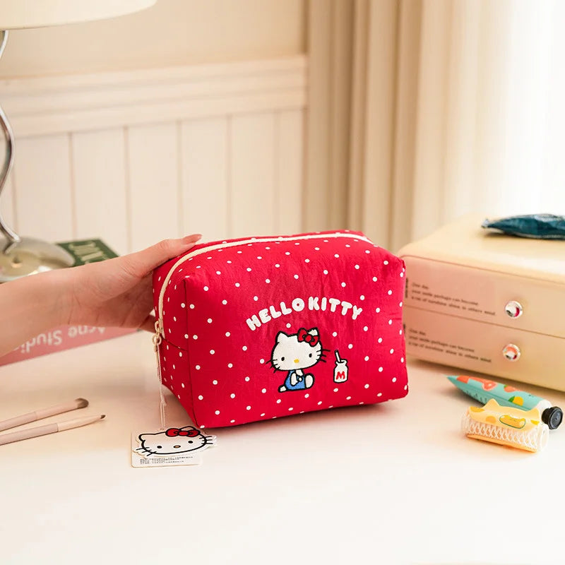 Hello Kitty Strawberry Milk Cotton Makeup Bag