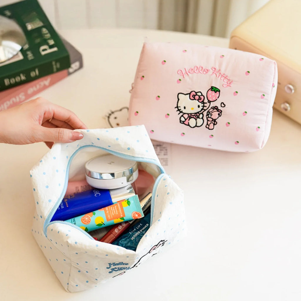 Hello Kitty Strawberry Milk Cotton Makeup Bag