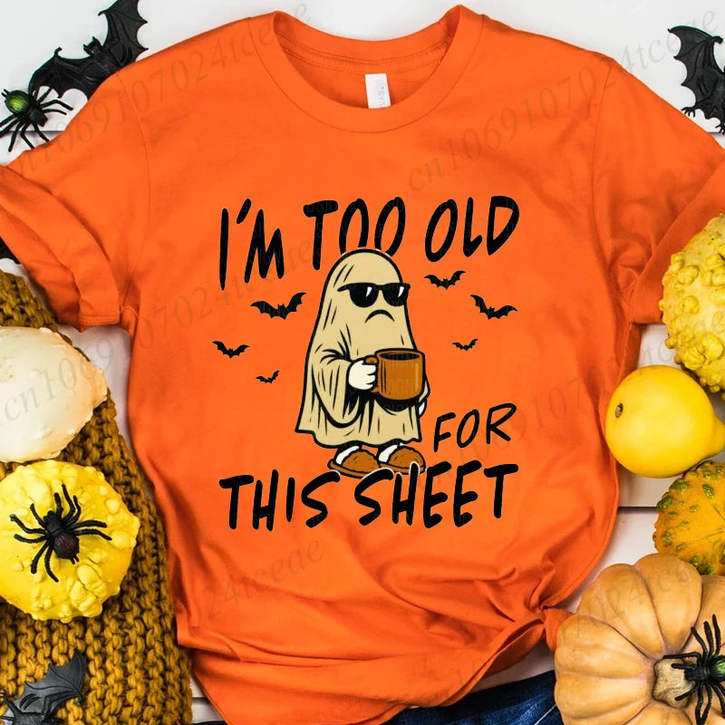 Funny Sarcastic Ghost Graphic T-Shirt | Cute Halloween Tee