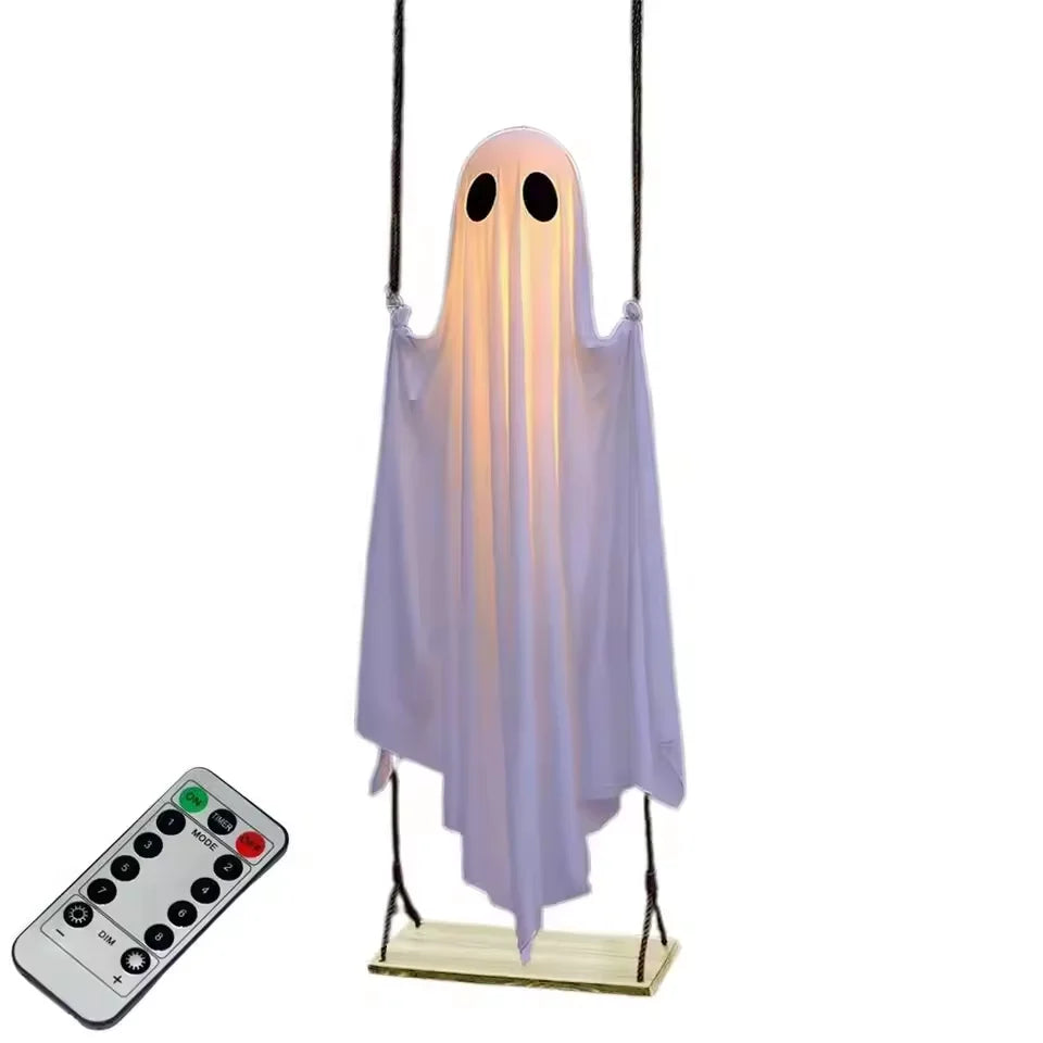6FT Light-Up Hanging Swing Ghost Halloween Decoration