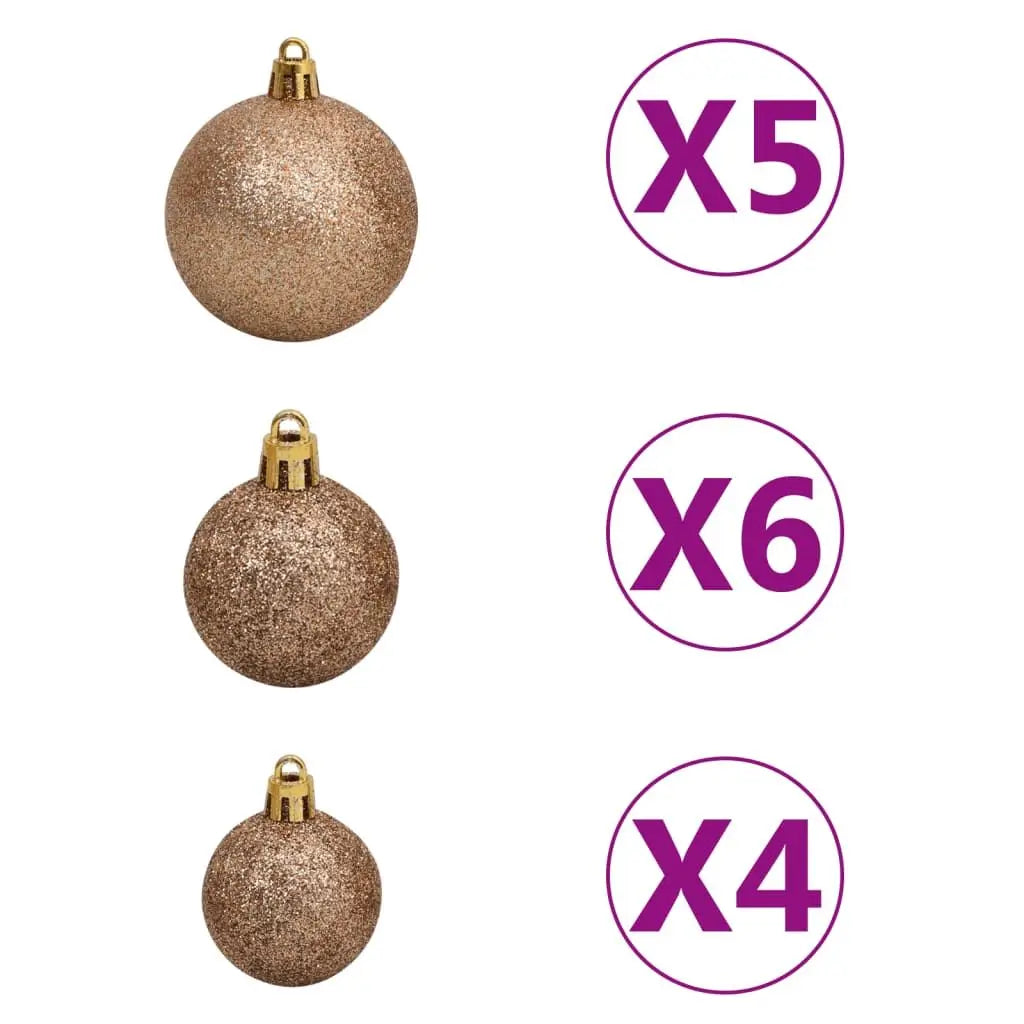 61-Piece Christmas Ball Set with 150 LEDs Peak & Rose Gold Tree Ornaments