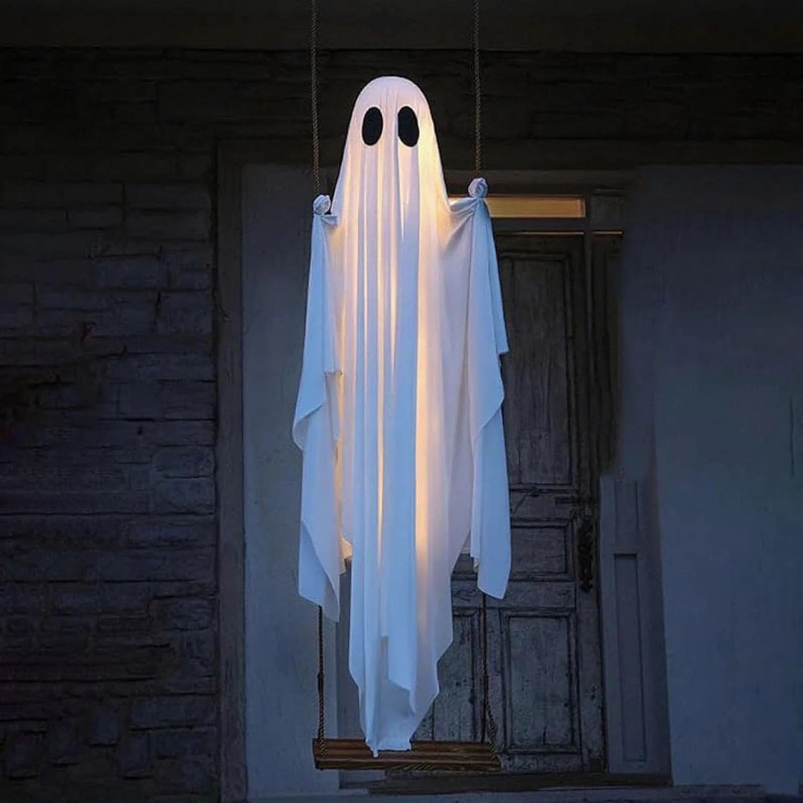 6FT Light-Up Hanging Swing Ghost Halloween Decoration