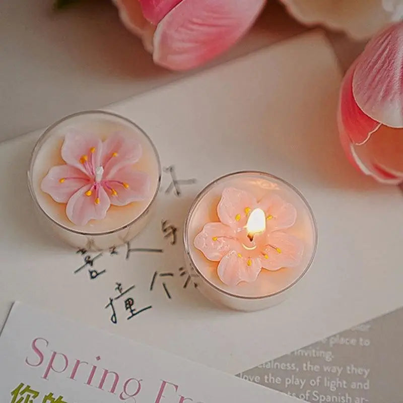 🌸 Peach Blossom Scented Tea Candle
