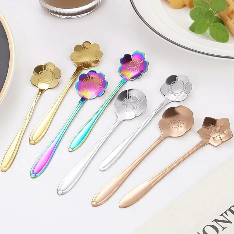 8-Piece Floral Stainless Steel Spoon Set