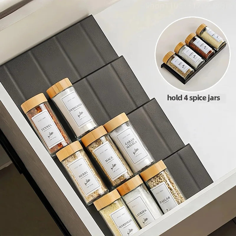 4-Tier Adjustable Spice Drawer Organizer