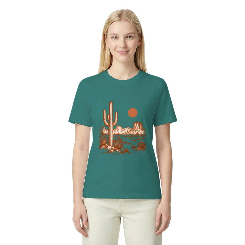 Women’s Western Desert Sunset Cactus Graphic T-Shirt