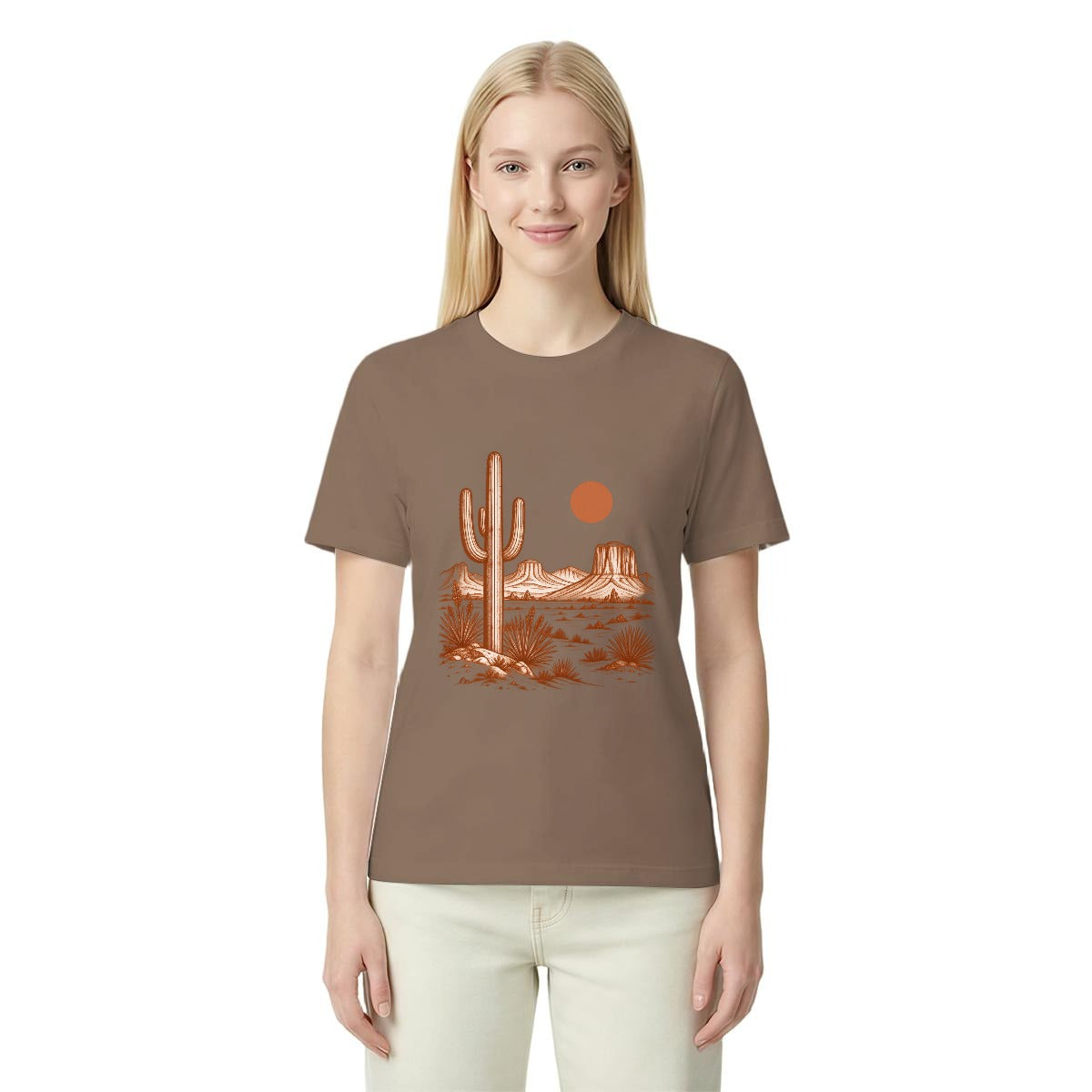 Women’s Western Desert Sunset Cactus Graphic T-Shirt