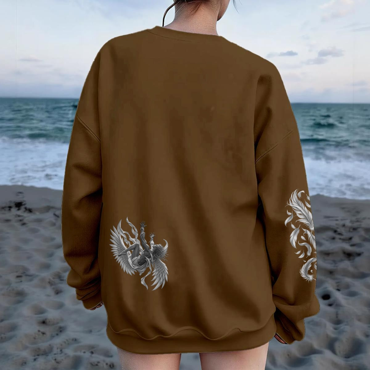 Honor Your Maker Angel Graphic Oversized Sweatshirt