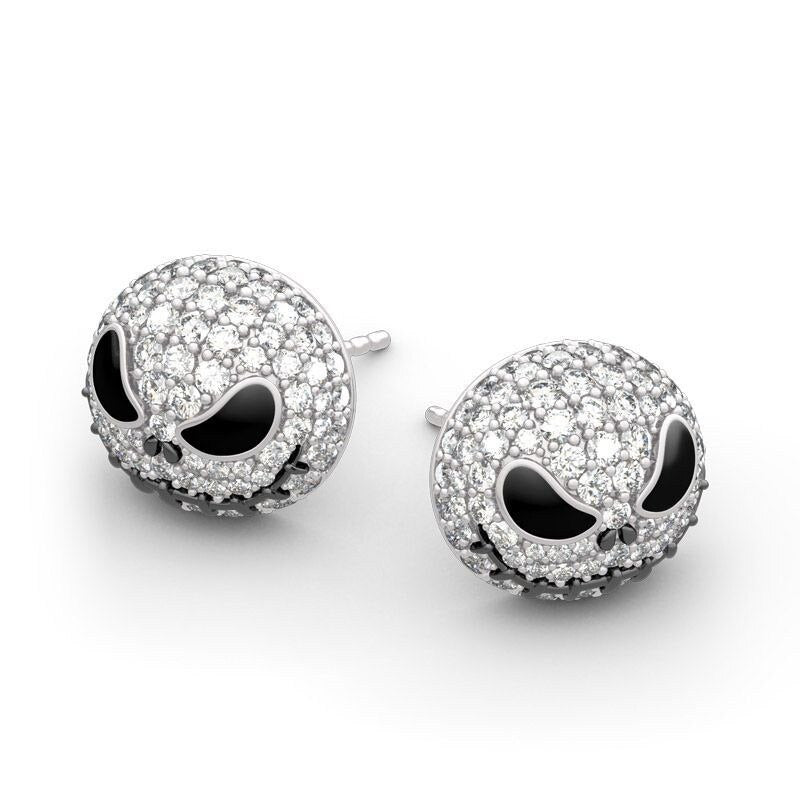 Rhinestone Skull Stud Earrings for Halloween