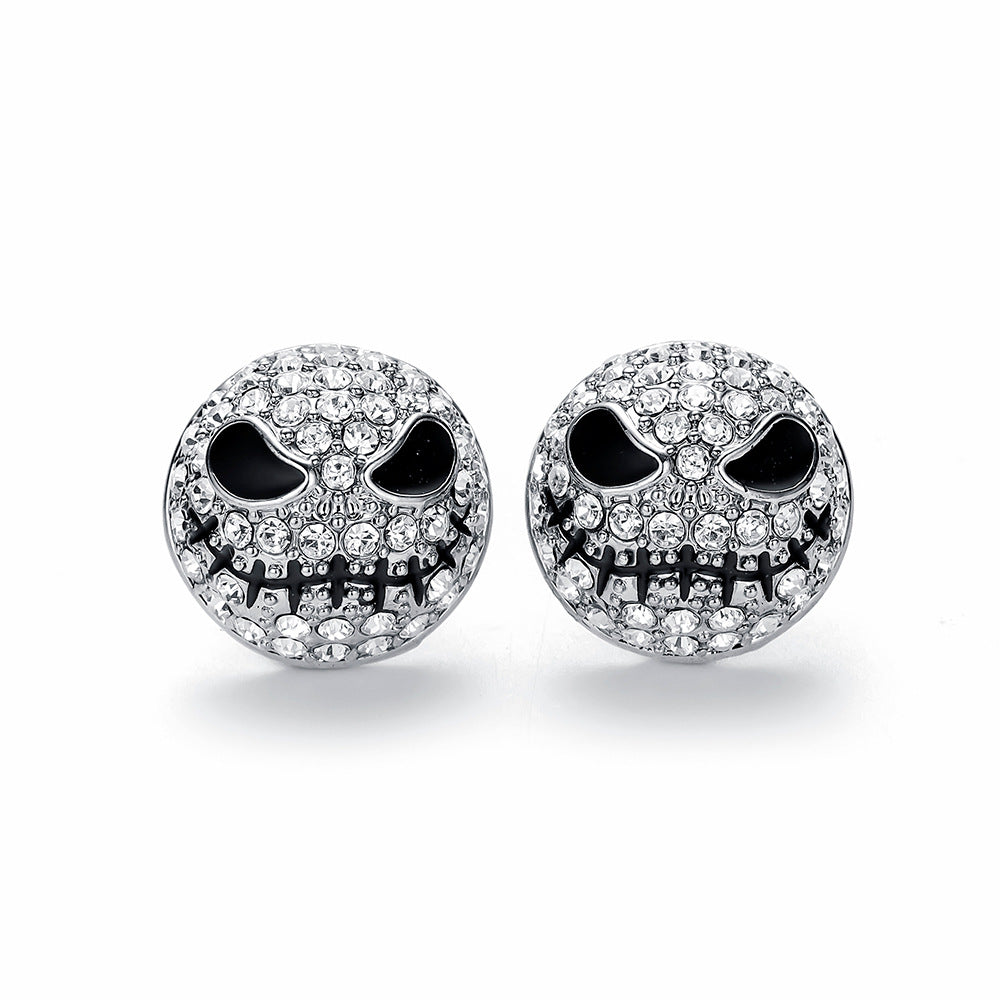 Rhinestone Skull Stud Earrings for Halloween