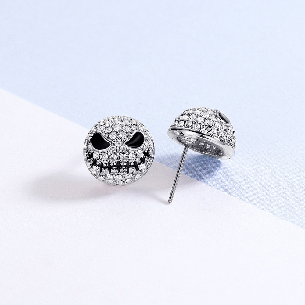 Rhinestone Skull Stud Earrings for Halloween