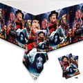 We1Fit 2 Packs Scary Halloween Tablecloth 43 x 71 Inches Bloody Zombie Scary Movie Theme Rectangle Halloween Table Covers Plastic Halloween Tablecloth for Halloween Party Decorations