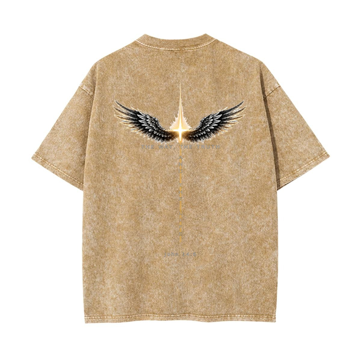 The Way, The Truth Winged Cross 100% Cotton T-Shirt