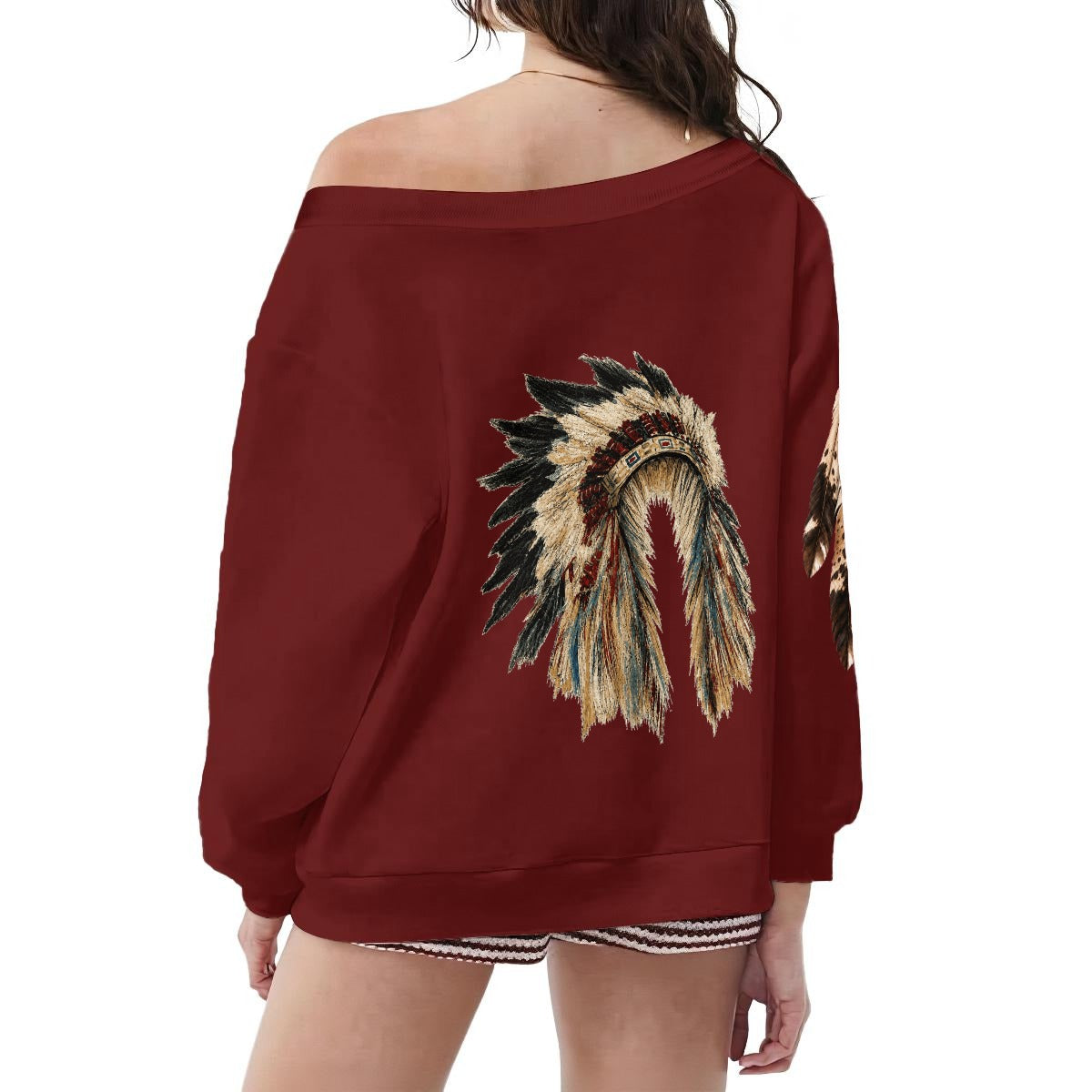 God Wants You Skull & Feather Off-Shoulder Sweatshirt