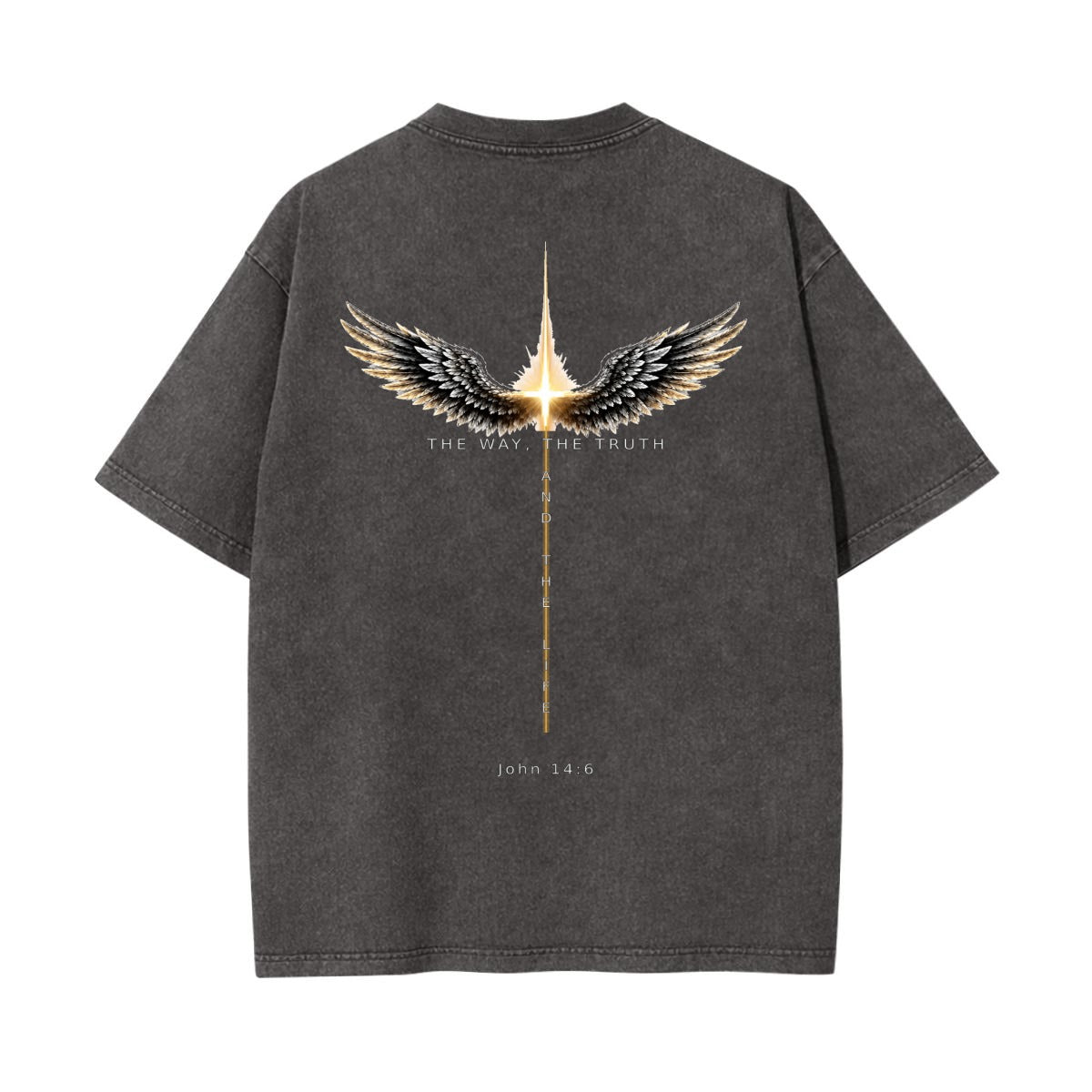 The Way, The Truth Winged Cross 100% Cotton T-Shirt
